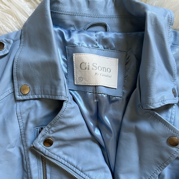 blue faux leather jacket - Picture 3 of 11